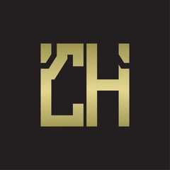 CH Logo with squere shape design template with gold colors