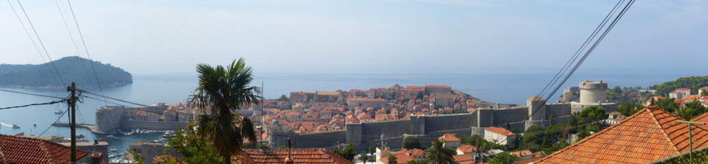Panoramic view of the old city of Dubrovnik, Ragusa, Dalmatian Coast, Croatia. UNESCO world heritages sites.