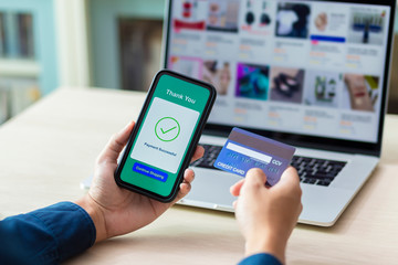 using smartphone and credit card online shopping