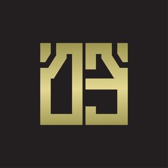DE Logo with squere shape design template with gold colors