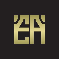 EA Logo with squere shape design template with gold colors