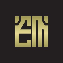 EM Logo with squere shape design template with gold colors