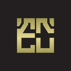 EO Logo with squere shape design template with gold colors