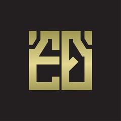 EQ Logo with squere shape design template with gold colors