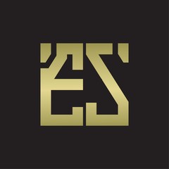ES Logo with squere shape design template with gold colors