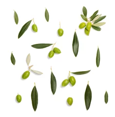 Foto op Plexiglas  Green olive and leaves © denira
