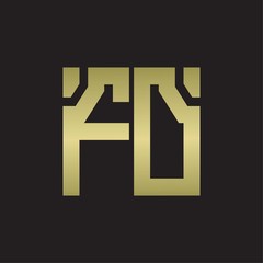 FD Logo with squere shape design template with gold colors