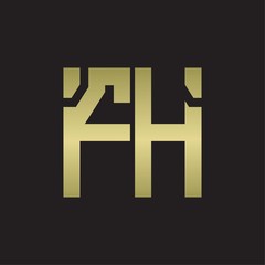FH Logo with squere shape design template with gold colors