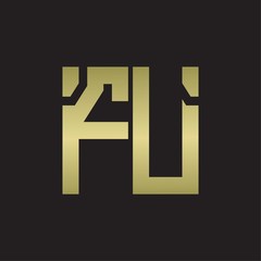 Fototapeta premium FU Logo with squere shape design template with gold colors