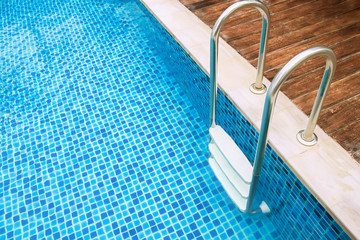 ladder of swimming pool in private villa