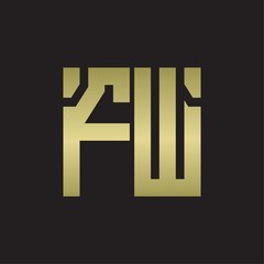 FW Logo with squere shape design template with gold colors