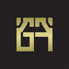 GF Logo with squere shape design template with gold colors