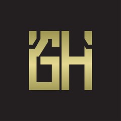 GH Logo with squere shape design template with gold colors
