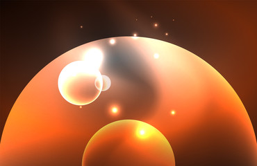 Neon shiny transparent glowing circles with light effects. Techno futuristic vector abstract background For Wallpaper, Banner, Background, Card, Book Illustration, landing page