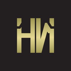 HN Logo with squere shape design template with gold colors