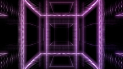 Disco club space illumination neon light room floor wall 3D illustration abstract background