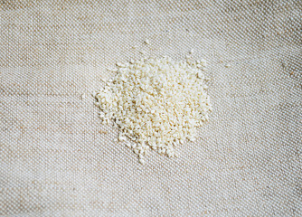sesame seeds on fabric background