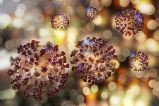 Artistic 3D illustration of the coronavirus.