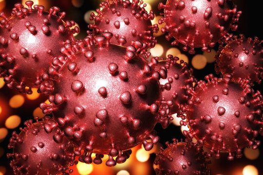 Artistic 3D illustration of the coronavirus.