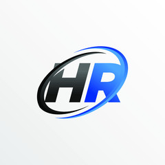 Initial Letters HR Logo with Circle Swoosh Element