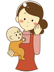 A person thinking with a cheek stick