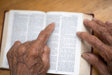 Naklejka premium Old man reading The holy bible 