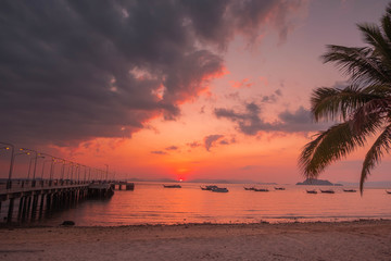 Loh jak sea pier in sunset at Koh yao yai,Phang nga,Thailand - obrazy, fototapety, plakaty