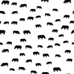 Seamless vector pattern with African Rhinos