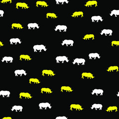 Seamless vector pattern with African Rhinos