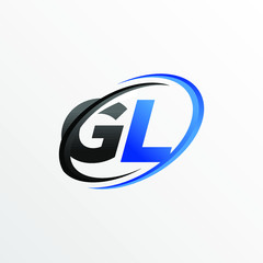 Initial Letters GL Logo with Circle Swoosh Element