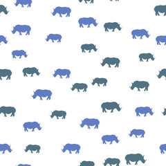 Seamless vector pattern with African Rhinos
