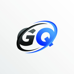 Initial Letters GQ Logo with Circle Swoosh Element