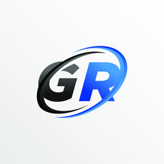 Initial Letters GR Logo with Circle Swoosh Element