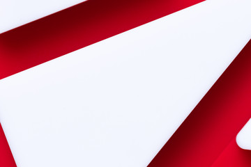 abstract white geometry on red background 