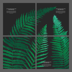 Universal card templates set with fern leaves
