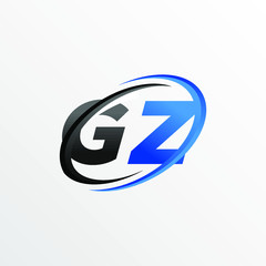 Initial Letters GZ Logo with Circle Swoosh Element