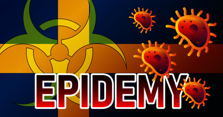 Virus attack on Sweden  viruses or bacteria threat, medical industry concept