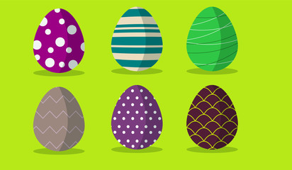 Six colourful easter eggs