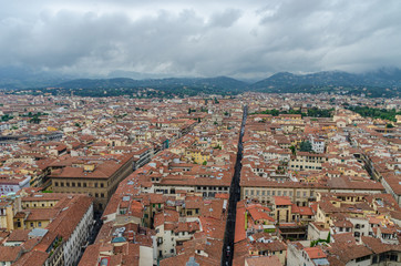 Fototapeta na wymiar Amazing view of Florence city from Campanile di Giotto bell tower in Florence Italy