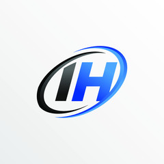Initial Letters IH Logo with Circle Swoosh Element