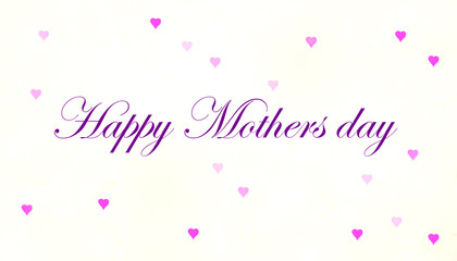 Fototapeta na wymiar happy mothers day illustration with message and little red hearts background