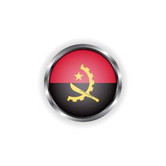 Abstract button with stylish metallic frame. Angola flag vector illustration