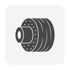 Copper tube and insulation icon. For transfer liquid and gas i.e. hot water in water heating, beer in brewing, liquid in floor heating and refrigerant in HVAC system to cooling and heat ventilation.