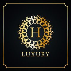 Luxury round creative logo design in gold color