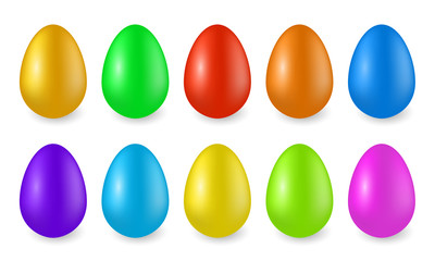 Set of colored realistic isolated easter eggs on a white background. Vector illustration EPS10.