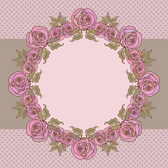 Vector old school frame with roses and text place