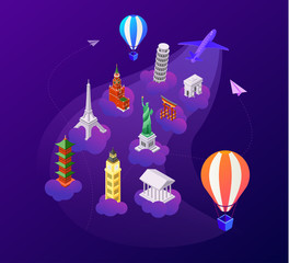 Enjoy your flight - colorful isometric vector illustration