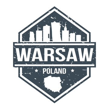 Warsaw Poland Travel Stamp. Icon Skyline City Design Vector.