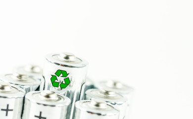concept Recycle batteries. separate garbage collection