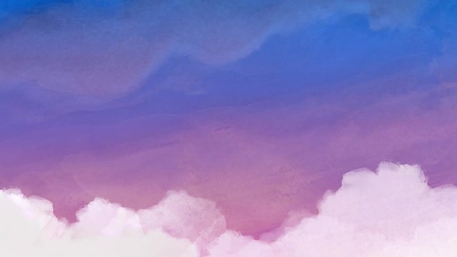 Set of 3 purple watercolor painterly sky looping animated backgrounds. Stop-motion low frame-rate animation.